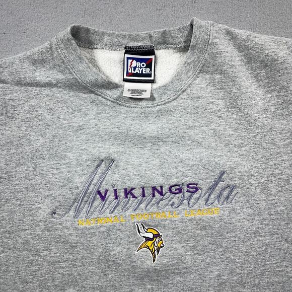 Vintage‎ Minnesota Vikings Pro Player Sweatshirt Men XXL Gray Embroidered NFL - Picture 3 of 10